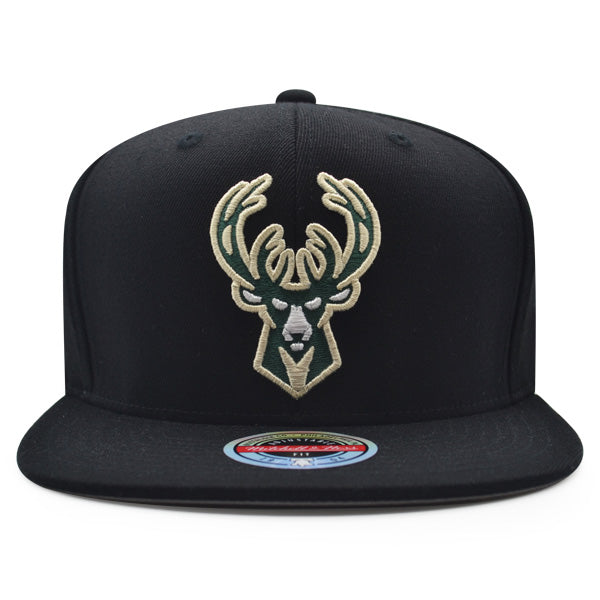 Milwaukee Bucks Mitchell & Ness DOWNTIME REDLINE Stretch Snapback Hat - Black/Pine