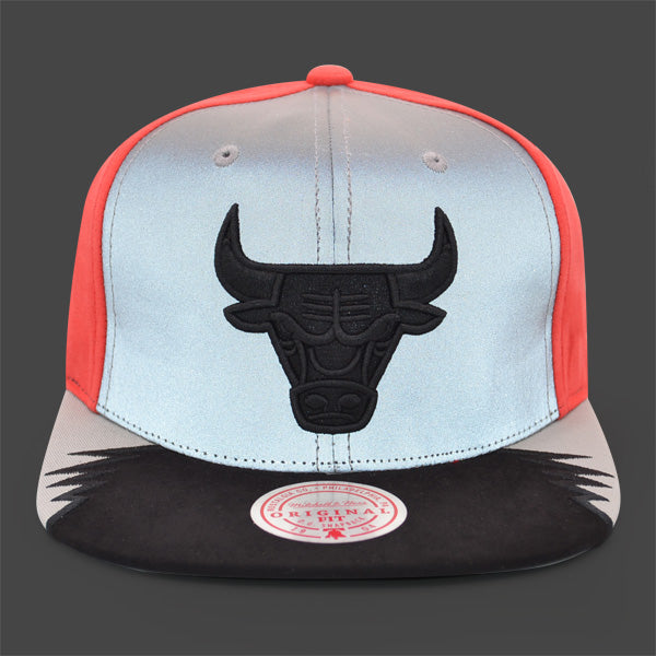 Chicago Bulls Exclusive Mitchell & Ness AIR JORDAN DAY 5 Snapback Hat - Reflective Gray/Black/Peach
