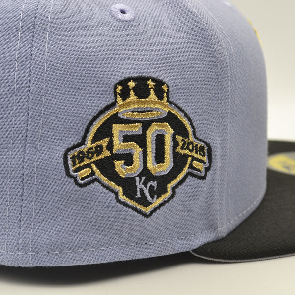 Kansas City Royals 50th Anniversary Exclusive New Era 59Fifty Fitted Hat - Lavender/Black