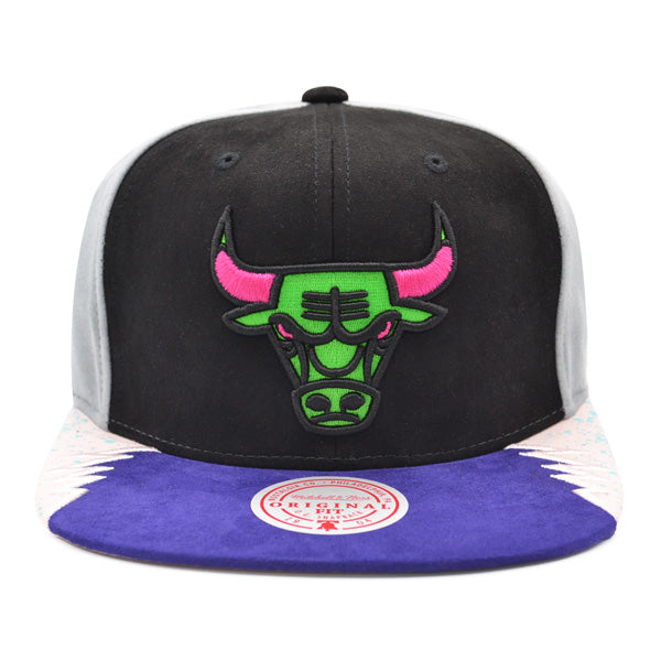 Chicago Bulls Exclusive Mitchell & Ness AIR JORDAN DAY 5 Snapback Hat - Black/Lime/Purple/Pink