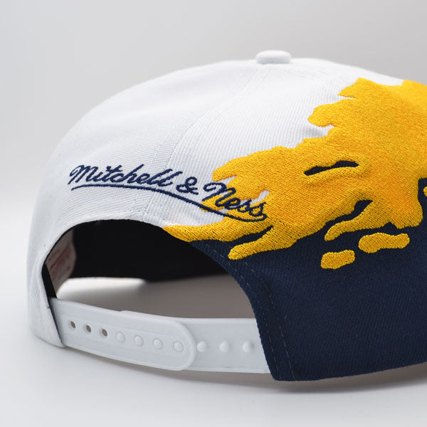 Golden State Warriors NBA Mitchell & Ness PAINTBRUSH Snapback Hat - Navy/Yellow