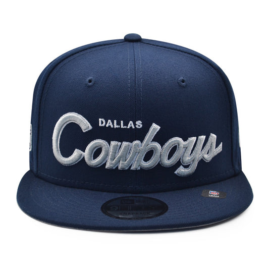 Dallas Cowboys New Era NFL CLASSIC SCRIPT Snapback Hat – Navy/Gray