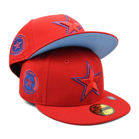 Dallas Cowboys WILD SIDE Exclusive New Era 59Fifty Fitted Hat - Red/Royal/Sky Bottom