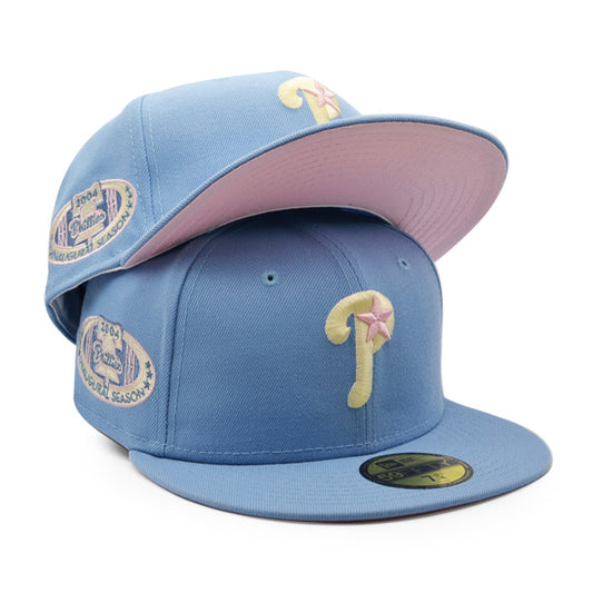 Philadelphia Phillies 2004 INAUGURAL SEASON Exclusive New Era 59Fifty Fitted Hat - Sky/Pink