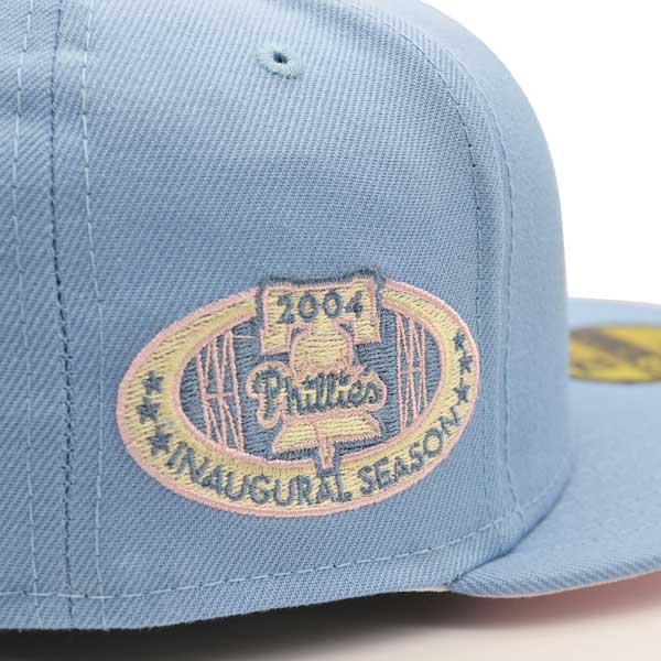 Philadelphia Phillies 2004 INAUGURAL SEASON Exclusive New Era 59Fifty Fitted Hat - Sky/Pink
