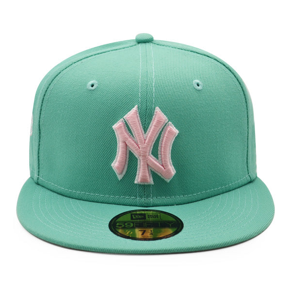 New York Yankees 1999 WORLD SERIES Exclusive New Era 59Fifty Fitted Hat - Teal/Pink Bottom