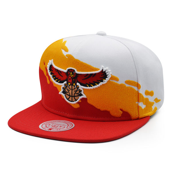 Atlanta Hawks NBA Mitchell & Ness PAINTBRUSH Snapback Hat - Red/Yellow