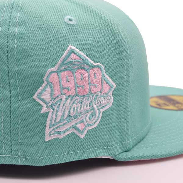 New York Yankees 1999 WORLD SERIES Exclusive New Era 59Fifty Fitted Hat - Teal/Pink Bottom