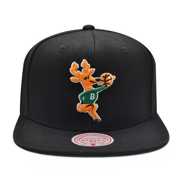 Milwaukee Bucks Mitchell & Ness RETRO BUCK Snapback Hat - Black/Green