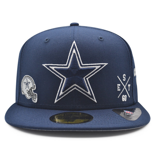 Dallas Cowboys MULTI-LOGO Exclusive New Era 59Fifty Fitted NFL Hat - Navy/Gray UV