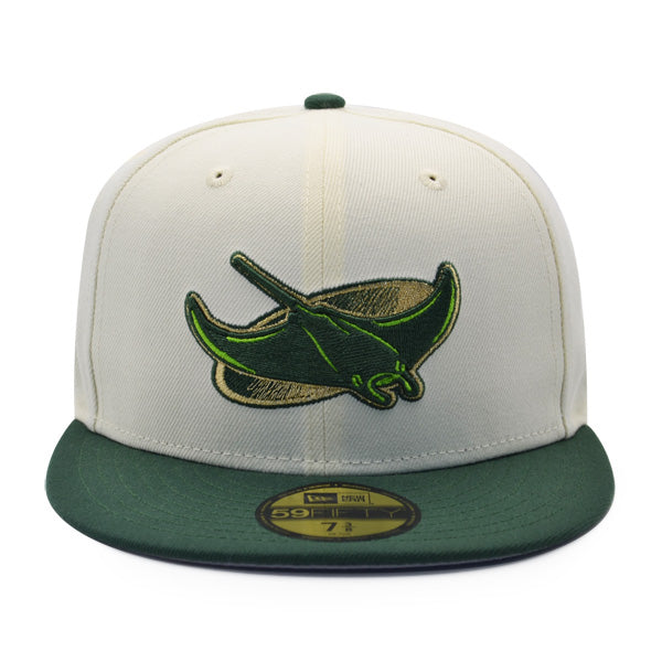 Tampa Bay Devil Rays 10 SEASONS Exclusive New Era 59Fifty Fitted Hat - Chrome/Pine/Gold Metallic