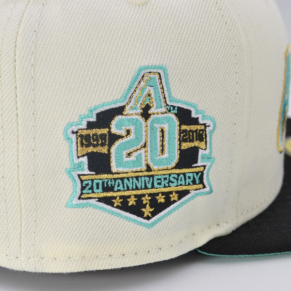 Arizona Diamondbacks 20th ANNIVERSARY Exclusive New Era 59Fifty Fitted Hat - Chrome/Black/Mint