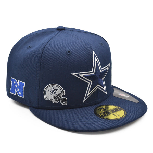 Dallas Cowboys MULTI-LOGO Exclusive New Era 59Fifty Fitted NFL Hat - Navy/Gray UV