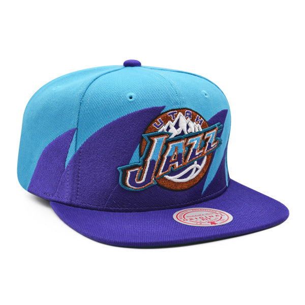 Utah Jazz NBA Mitchell & Ness SHARKTOOTH Snapback Hat - Purple/Vice Blue