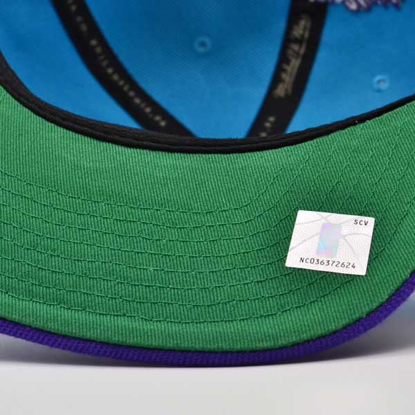 Utah Jazz NBA Mitchell & Ness SHARKTOOTH Snapback Hat - Purple/Vice Blue