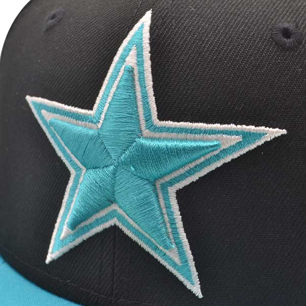 Dallas Cowboys AQUA BLUE HOOK Exclusive New Era 59Fifty Fitted NFL Hat - Black/Aqua