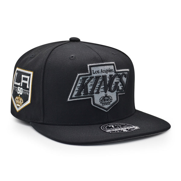 Los Angeles Kings NHL Exclusive Mitchell & Ness VINTAGE Fitted Hat - Black/Silver