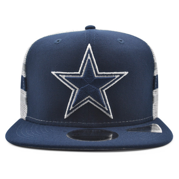 Dallas Cowboys New Era STRIPE TRUCKER 9Fifty Snapback NFL Hat - Navy/White
