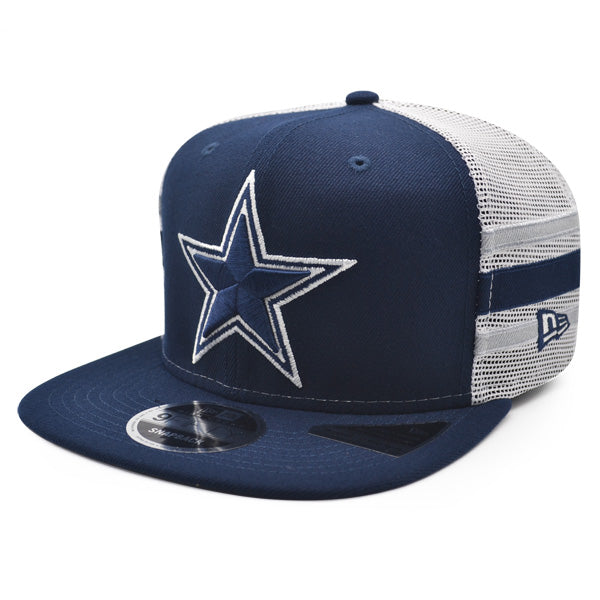 Dallas Cowboys New Era STRIPE TRUCKER 9Fifty Snapback NFL Hat - Navy/White