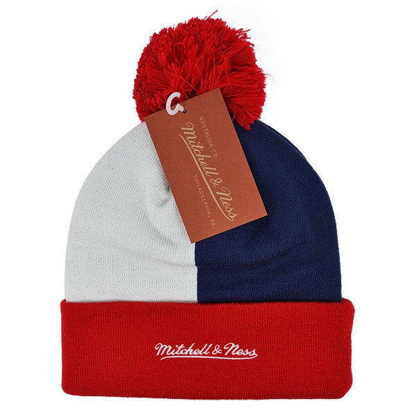 Washington Wizards OVER AND BACK Mitchell & Ness Cuffed Pom NBA Hat