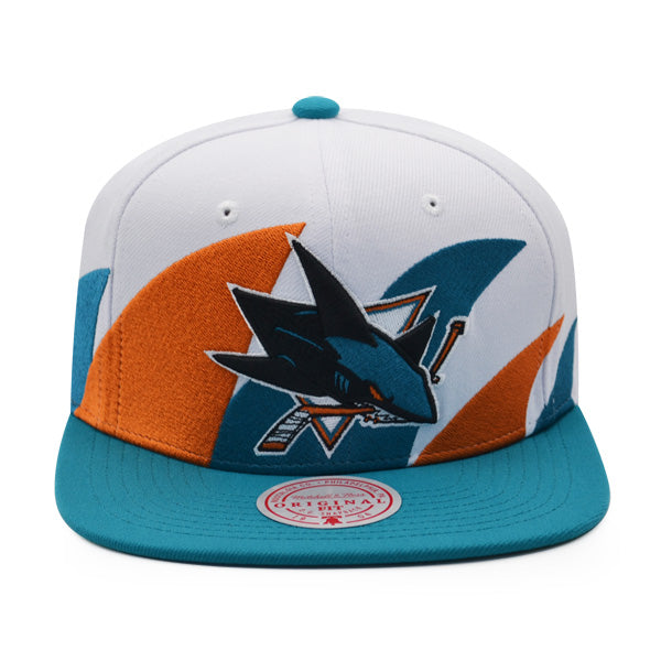 San Jose Sharks NHL Mitchell & Ness SHARKTOOTH Snapback Hat - Teal/Orange