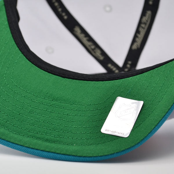 San Jose Sharks NHL Mitchell & Ness SHARKTOOTH Snapback Hat - Teal/Orange