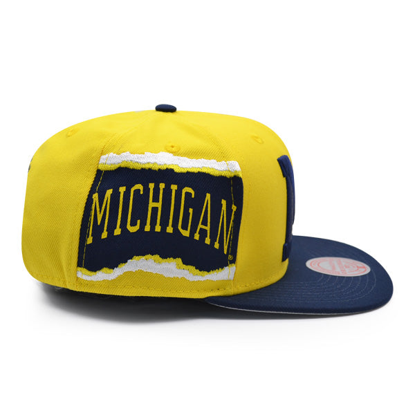 Michigan Wolverines NCAA Mitchell & Ness JUMBOTRON Snapback Hat - Yellow/Navy