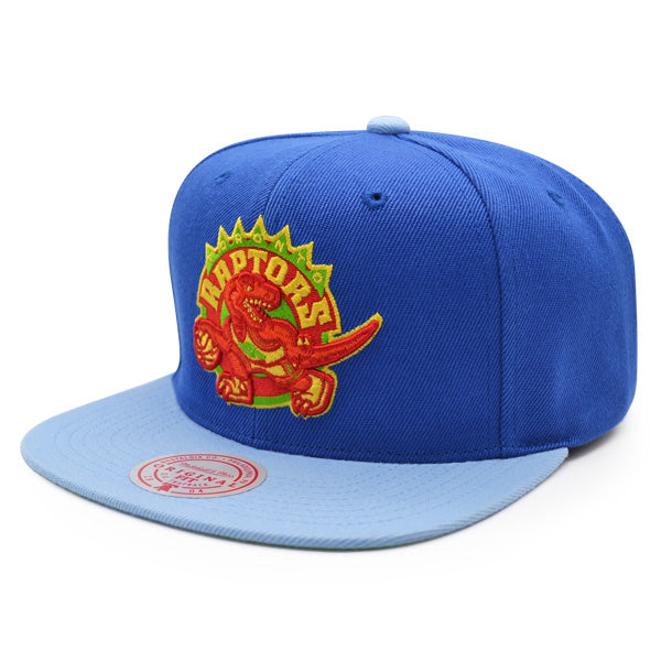 Toronto Raptors Mitchell & Ness WEATHER MAN Snapback Hat - Blue/Sky/Orange/Lime