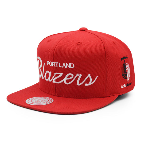 Portland Trailblazers Mitchell & Ness VINTAGE SCRIPT Snapback HWC Hat - Red