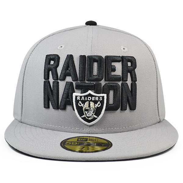 Oakland Raiders RAIDER NATION Fitted 59Fifty New Era NFL Hat - Gray/Black