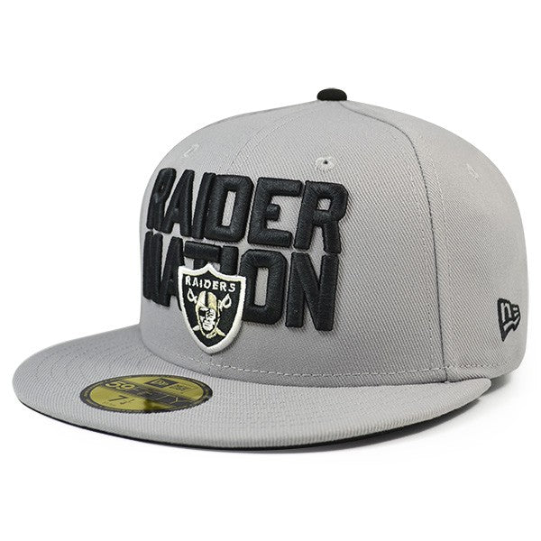 Oakland Raiders RAIDER NATION Fitted 59Fifty New Era NFL Hat - Gray/Black
