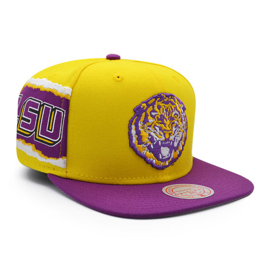 LSU Tigers NCAA Mitchell & Ness JUMBOTRON Snapback Hat - Yellow/Purple