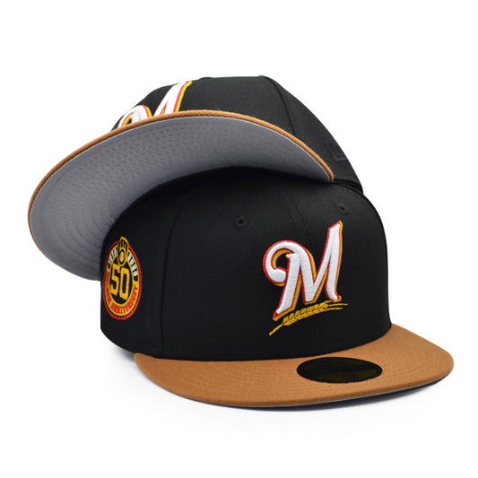 Milwaukee Brewers 50th Anniversary Exclusive New Era 59Fifty Fitted Hat - Black/Bronze