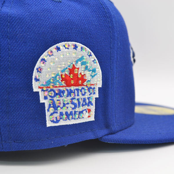 Toronto Blue Jays EXCLUSIVE CRYSTAL 1991 All-Star Game Side Patch New Era 59FIFTY Fitted Hat – Royal /Icy Blue Bottom