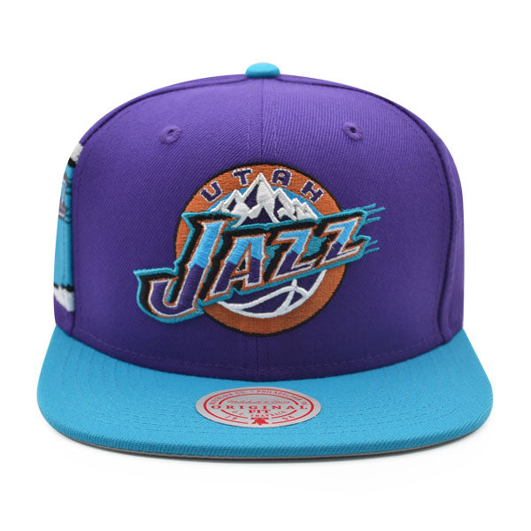 Utah Jazz Mitchell & Ness JUMBOTRON Snapback Hat - Purple/Vice Blue