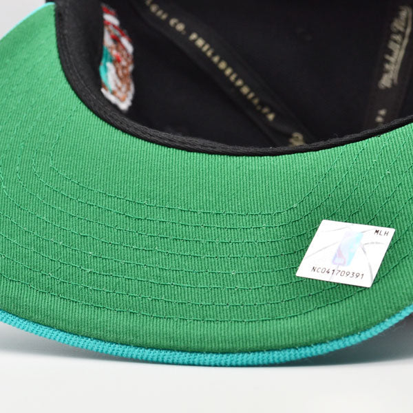 Vancouver Grizzlies Mitchell & Ness TEAM SCRIPT 2Tone Snapback Hat - Black/Teal