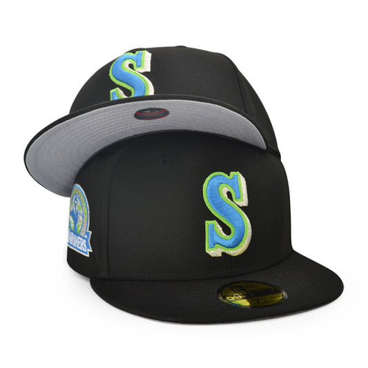 Seattle Mariners 30th Anniversary THE GALAXY Exclusive New Era 59Fifty Fitted Hat - Black/Dolphin Blue