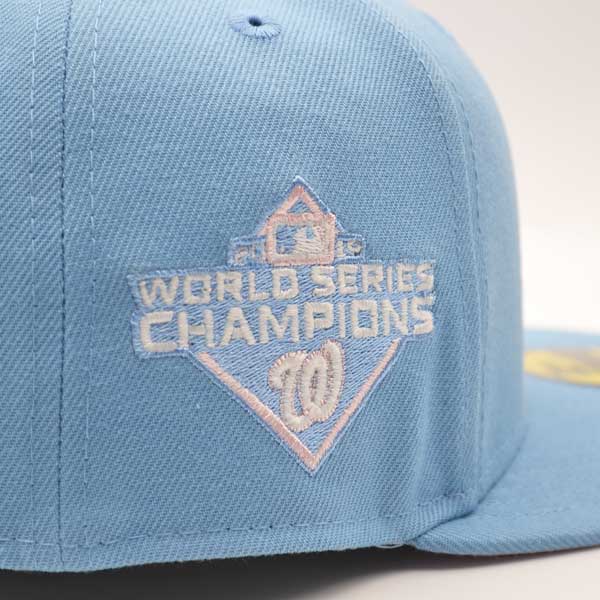 Washington Nationals 2019 WORLD SERIES CHAMPIONS Exclusive New Era 59Fifty Fitted Hat - Sky/Pink