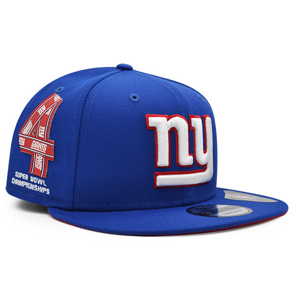 New York Giants New Era 4-TIME CHAMPIONS TEAM TRIBUTE 9Fifty Snapback NFL Hat -Royal