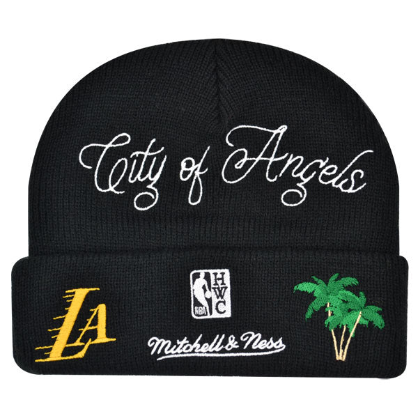 Los Angeles Lakers Mitchell & Ness HYPERLOCAL Cuffed Knit NBA Hat - Black