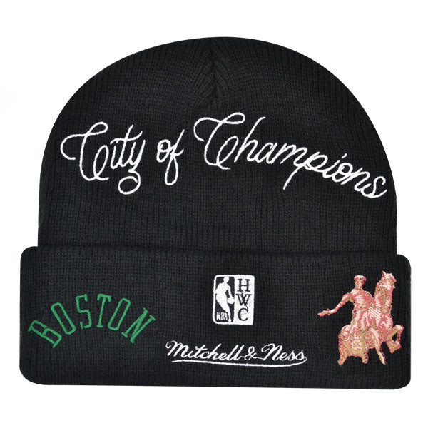 Boston Celtics Mitchell & Ness HYPERLOCAL Cuffed Knit NBA Hat - Black/Green