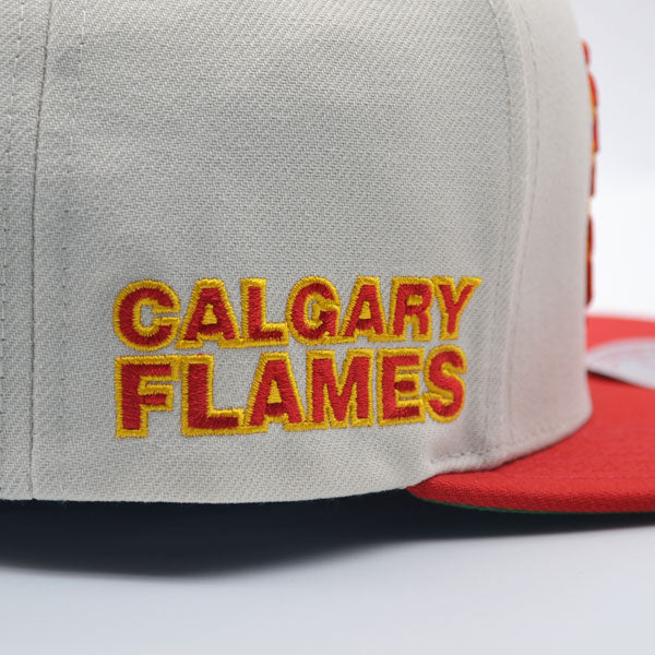 Calgary Flames Mitchell & Ness NHL CHROME TIME Snapback Adjustable Hat - Chrome/Red