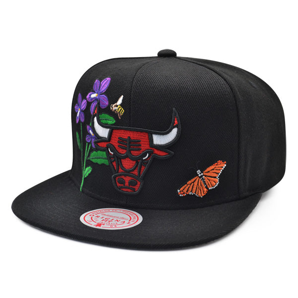 Chicago Bulls Mitchell & Ness FLOWER TIME Snapback NBA Hat - Black/Red