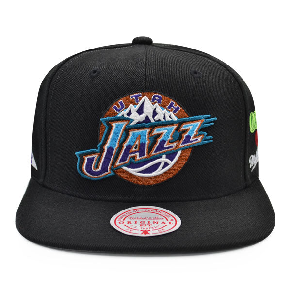 Utah Jazz HWC Mitchell & Ness HYPERLOCAL Snapback NBA Hat- Black