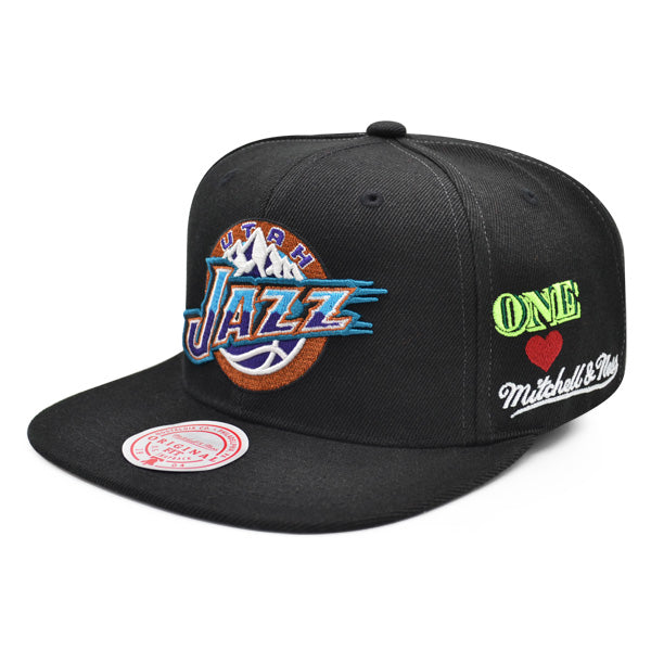 Utah Jazz HWC Mitchell & Ness HYPERLOCAL Snapback NBA Hat- Black