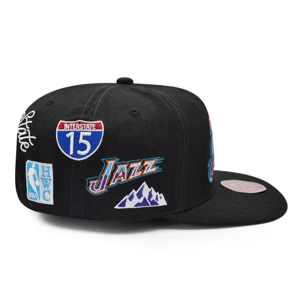 Utah Jazz HWC Mitchell & Ness HYPERLOCAL Snapback NBA Hat- Black