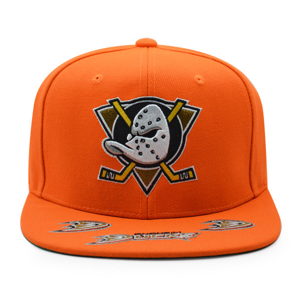 Anaheim Ducks Mitchell & Ness NHL HAT TRICK Snapback Adjustable Hat - Orange/Black