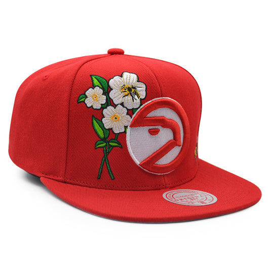 Atlanta Hawks Mitchell & Ness FLOWER TIME Snapback NBA Hat - Red