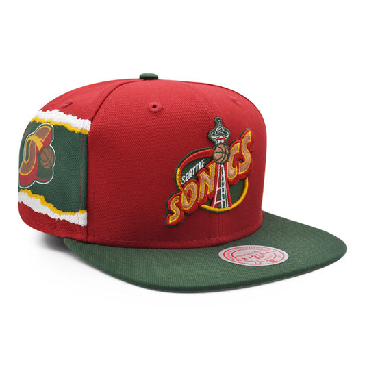 Seattle Supersonics Mitchell & Ness JUMBOTRON Snapback Hat - Maroon/Green