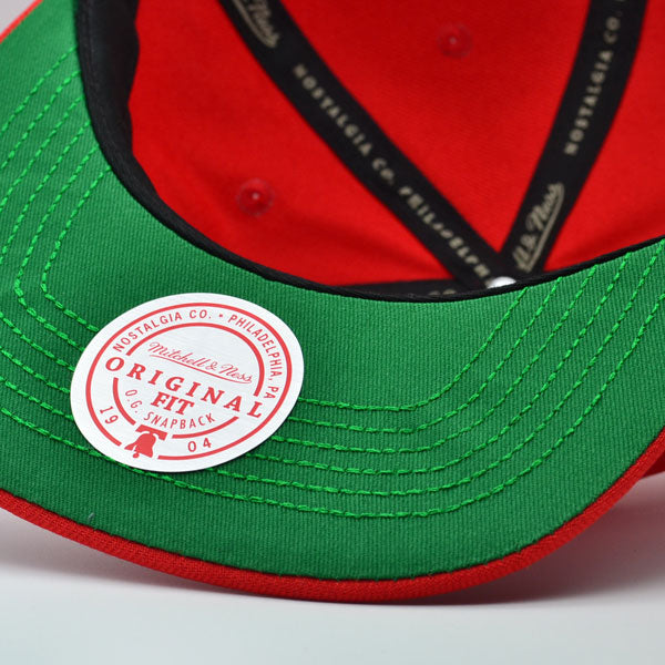New Jersey Devils Mitchell & Ness NHL HAT TRICK Snapback Adjustable Hat - Red/Green